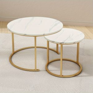 2pcs Modern Feature Coffee Table Combination, Decorative Coffee Table Combination for Living Room, Creative Iron Small Coffee Table for Home Living Room, Simple Bedroom Apartment Side Table
