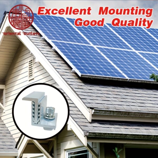 10/20pcs Adjustable Solar End Clamp, Solar Mounting Z Bracket Adjustable End Clamps, Aluminum Rail End Clamps, Adjustable Mounting Kits for Solar Panel, Solar Mounting End Clips, PV Adjustable Mounting Brackets Kits for RV/Roof/Boat and Off-Grid