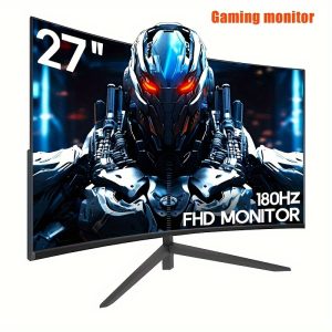 68.58cm SOOANN Gaming Monitor 180Hz Full HD 1080P, Frameless 1500R VA Panel with FreeSync & Eye-Care Technology, Reduces Motion Blur & Tearing, Supports VESA, DP, HDTV Port (Black-UK)