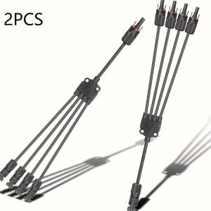 2pcs ANJKFLUR Solar Panel Y Branch Connectors, 4mm² AWG12 Cable, 30A Rated Current,, Easy Crimp Installation