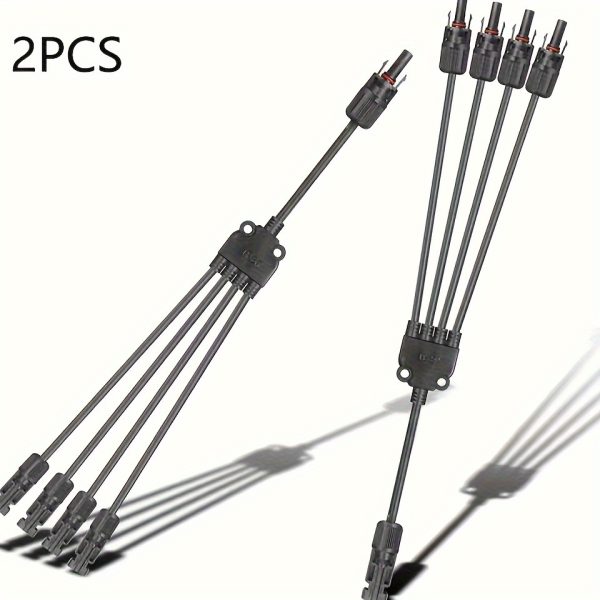 2pcs ANJKFLUR Solar Panel Y Branch Connectors, 4mm² AWG12 Cable, 30A Rated Current,, Easy Crimp Installation