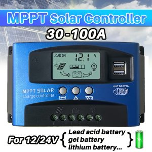 1pc, Solar Charge Controller 100A 60A 30A, 12V/ 24V Solar Panel Intelligent Regulator With Adjustable LCD Display Dual USB Port Timer Setting Auto Parameter