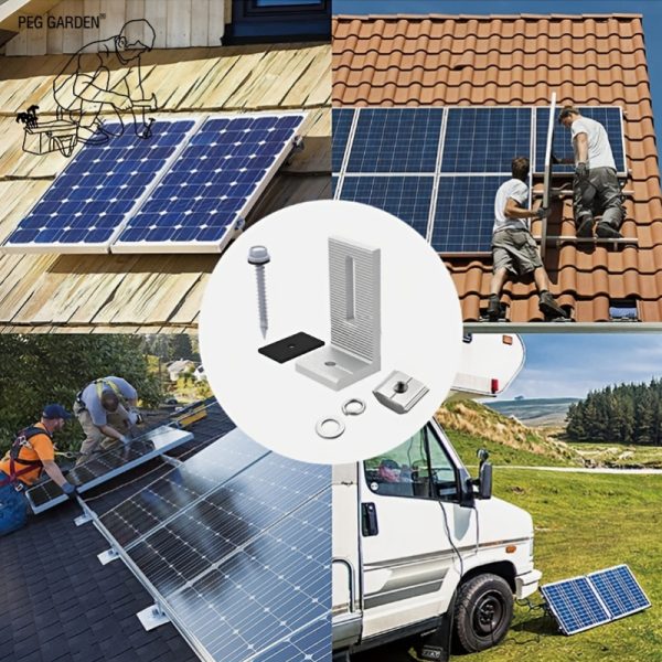 4/8/12 Sets Aluminum Alloy L-Shape Solar Panel Mounting Brackets, Waterproof & Weather-Resistant Roof Mount Rackets, High Load Capacity for Sloped Pitched Roofs, RVs, Boats - Off Grid Home PV System Without Electricity