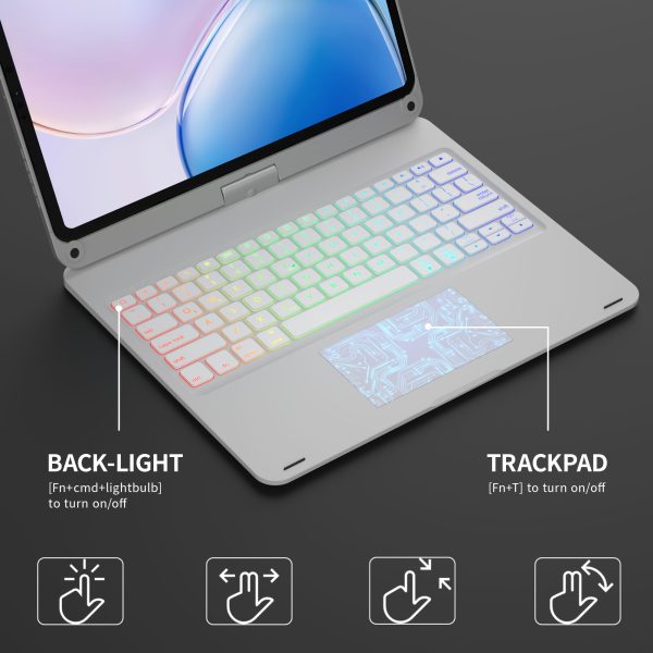 Touch iPad Pro 12.9 Case with Keyboard 6th 2022/5th 2021, 360°Rotatable & Swivel Keyboard with Trackpad, 7 Color Rainbow Backlight with Pencil Holder Keyboard Case for iPad Pro 32.77cm4th 2020/3rd 2018-US english