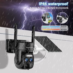 SZSINOCAM 1080P HD Wireless Security Camera,, 360-degree PTZ, Low-power Solar Panel, Battery 8000mAh, LED Lights, Motion Detection, Color Night Vision, Two-way Audio, Wall Hanging, Application Control, Indoor/Outdoor Use