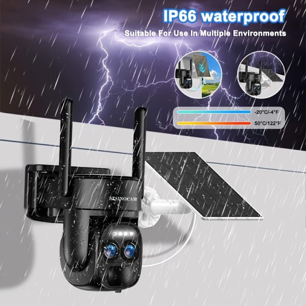 SZSINOCAM 1080P HD Wireless Security Camera,, 360-degree PTZ, Low-power Solar Panel, Battery 8000mAh, LED Lights, Motion Detection, Color Night Vision, Two-way Audio, Wall Hanging, Application Control, Indoor/Outdoor Use