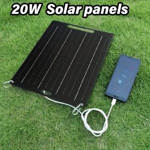20W Portable Solar Charger Panel - USB Powered, Ideal for Phones, Tablets, Flashlights & Fans - Perfect for Outdoor Travel & Camping