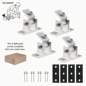 2/4 Sets of Adjustable Solar Panel Tilt Mounting Bracket Base, Tilt Angle 10°-60° Flat Roof Mounting Bracket, RV Solar Panel Installation Fixture, Roof/Boat/Flat Solar Panel Roof Bracket, Off-Grid Aluminum Alloy Solar Installation Bracket Silvery