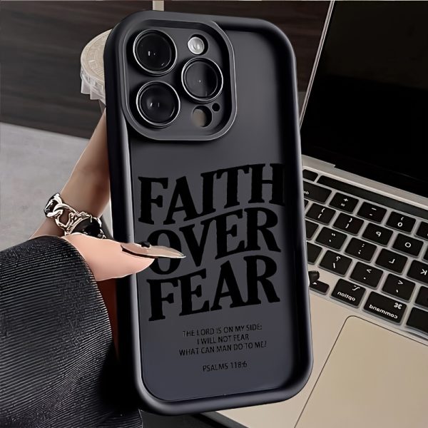 Faith Over Fear Comfortable to Hold, Durable And Stylish, High Quality Protective Phone Case, Suitable for Iphone 16/15/14/13/12/11/X/7/6 Series, Black/White Background, Camera Lens Protection, Shockproof, Anti Slip, Lightweight, TPU Material