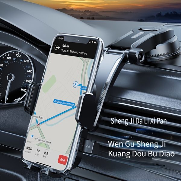 360° Rotating Phone Holder with Suction Cup – Dashboard & Mount for Smartphones, Durable ABS Material, Secure Grip for Safe Navigation While Driving, Dashboard Smartphone Holder | Sleek Accessory | Flexible Positioning