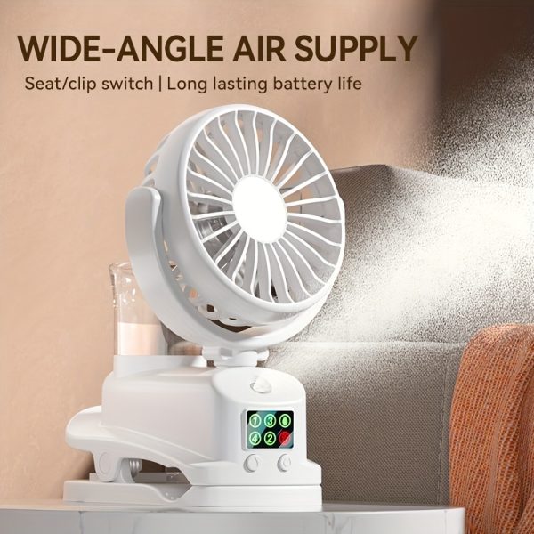 This Is a 2-In-1 USB Fan And Humidifier, a Portable Desktop Fan with 4 Adjustable Wind Speeds And 2 Humidity Levels. It Operates Silently at 360°, Keeping You Cool And Comfortable at All Times. The Misting Humidifier Fan Is Suitable for Use in Offices, Bedrooms, And Student Dormitories.