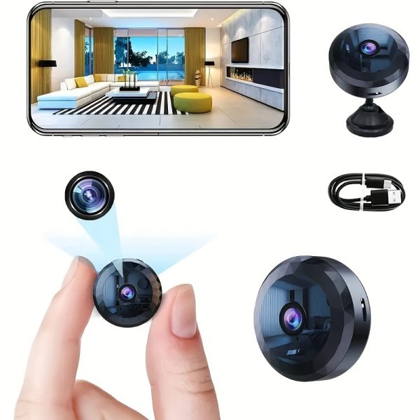 HD Mini Portable Camera with Night Vision - Rechargeable, WiFi Enabled, Wireless Compatible for Pet & Nanny Monitoring