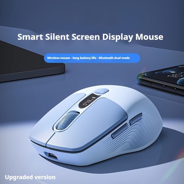 EWEADN Portable Wireless Gaming Mouse Mini - Wireless & 2.4G, Silent, Rechargeable with Type-C, Right-Handed Design, Optical Technology for Laptop & Desktop - Cream Gray & Blue, Wireless Mouse
