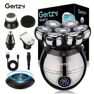 The Grooming Kit for Bald Men: 5-in-1 Electric Head Shaver with Rotary Blades, Clippers, Nose Trimmer, Brush & Massager - Cordless & Rechargeable!