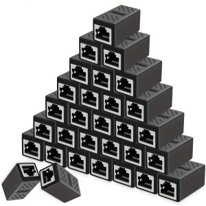12-Pack Ethernet Cable Extenders, RJ45 Cat5e Cat6 Cat7 Female to Female Adapters, Flat Shape 8-Pin EPS Connector, Ethernet Cable Boosters for LAN Connection