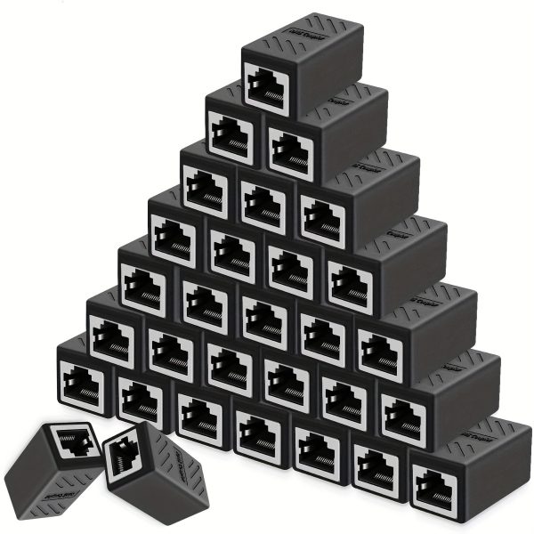 12-Pack Ethernet Cable Extenders, RJ45 Cat5e Cat6 Cat7 Female to Female Adapters, Flat Shape 8-Pin EPS Connector, Ethernet Cable Boosters for LAN Connection