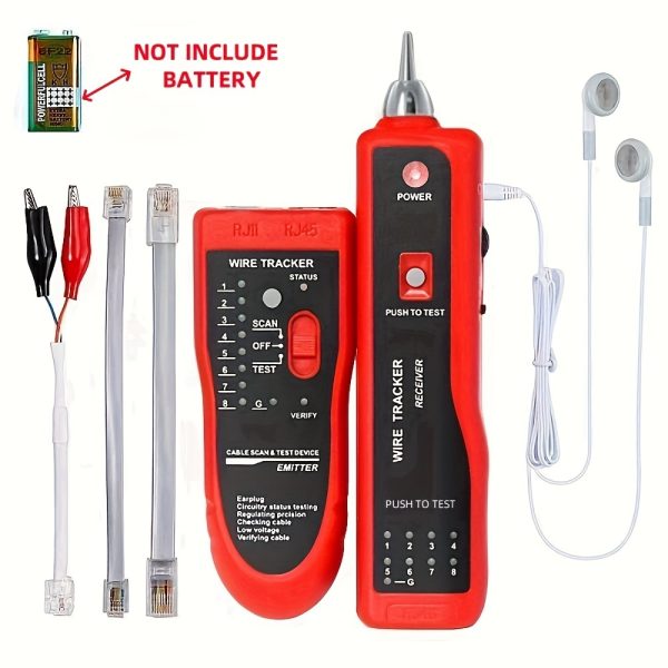 Professional Ethernet Cable Tracer Kit - RJ45 RJ11 Local Network Line Finder, with Sensitivity Adjustment, Continuity Check, Audio Output, Cat5 Cat6 Ethernet Cable Locator for TV, Controller, Phone Line Testing - Battery Powered, Portable, Easy to Use