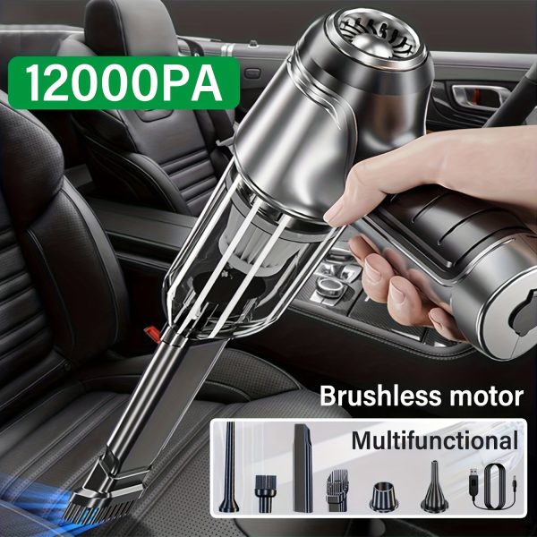 Portable Cordless Handheld Vacuum Cleaner, Rechargeable, 12000Pa Brushless Motor Cyclone Suction, Car Vacuum Cleaner, Suction and Blow, Rechargeable Powerful Car/Office/Home Vacuum Cleaner, Valentines Day Gift