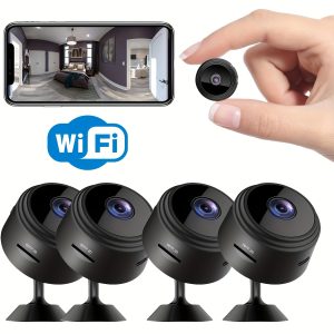 4K HD Wireless Home Security Camera with Mobile App, USB & Battery Powered, Non-Waterproof, Desktop Mount, Black, Smart Indoor Surveillance for Family Gatherings & Pet Monitoring