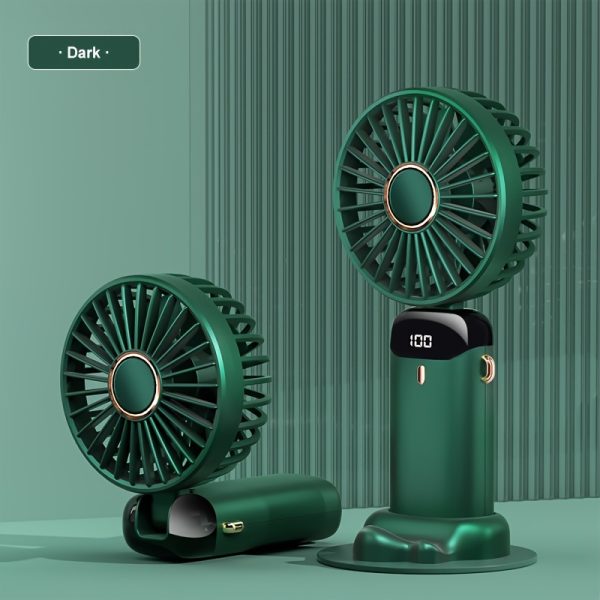 1pc USB Rechargeable Portable Fan with LED Display, 5 Speeds, 90° Foldable, Handheld Personal Mini Fan for Desk, Office, Bedroom, Outdoor Travel, Camping, Back to School Supplies, Travel Fan|Foldable Fan|Intelligent Digital Display