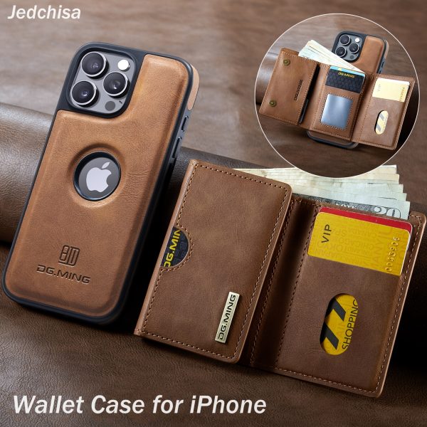 Magnetic Wallet Cover for Iphone 16/15/14/13/12 Pro Max Plus Featuring a Card Holder, Removable Wireless Charging Faux Leather Stand Case with Six Card Slots And RFID Protection.