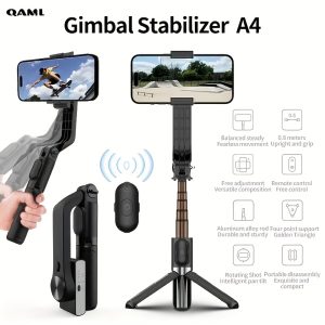 QAML Head Stabilizer Tripod, USB Charging, ABS Material, 270° Swivel Desktop Stand, Adjustable Smartphone Holder for Live Streaming, Photography, Travel - for iPhone and for SamSung Devices