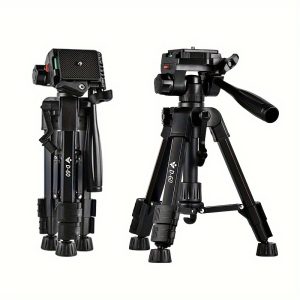 Professional 360° Camera Tripod Stand, Portable Aluminum Alloy Desktop Tripod for DSLR, Video Recording, Live Streaming, with Storage Bag and Phone Holder