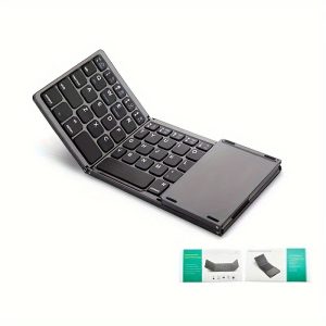 3-Fold Touchpad Keyboard - Compact, Lightweight & Thin Design, Wireless Connectivity, Comfortable Frosted Finish, Practical Touch Pad, Easy to Carry, Type-C Charging, USB Cable Included