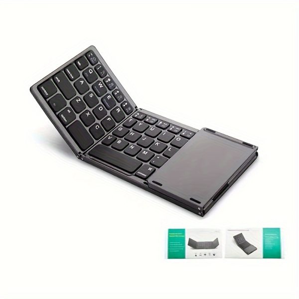 3-Fold Touchpad Keyboard - Compact, Lightweight & Thin Design, Wireless Connectivity, Comfortable Frosted Finish, Practical Touch Pad, Easy to Carry, Type-C Charging, USB Cable Included
