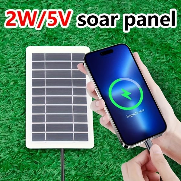 Portable outdoor solar USB charger, suitable for travel and camping, equipped with a movable solar panel, can charge mobile phones, flashlights and fans, convenient for traveling with pets