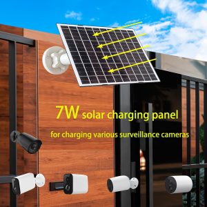 7W Solar Panel Charger with Type-C Output, Rotatable 365°, High-Current Fast Charge, Magnetic Material, with 1.5m Cable & Micro USB Adapter, for Various Surveillance Cameras & Outdoor Lighting Accessories