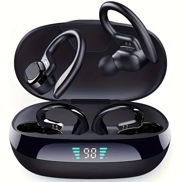 LIFEBEE Wireless Running Earbuds with Earhooks, Noise Cancelling Headphones for Sports, Dual-LED Display, Pure Bass Sound, Built-in Microphone