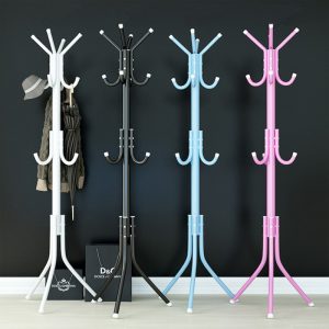 Chic Metal Coat Rack with Hooks - Single Rod Clothes Hanger in Black, White, and Pink for Entryway, Bedroom, Bathroom, Office - Durable Storage Solution for Home Decor, Clothes Hanging Rack