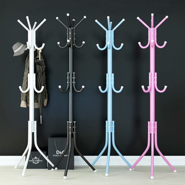 Chic Metal Coat Rack with Hooks - Single Rod Clothes Hanger in Black, White, and Pink for Entryway, Bedroom, Bathroom, Office - Durable Storage Solution for Home Decor, Clothes Hanging Rack