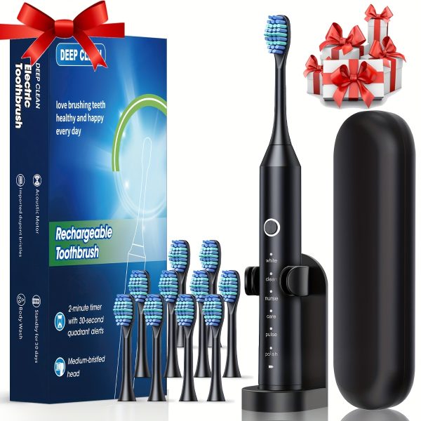 Automatic Rechargeable Electric Toothbrush for Adults, 6 Cleaning Modes, 500mAh Lithium Polymer Battery, USB Charging, ≤36V, with Soft Bristles for Deep Clean Dental Flosser
