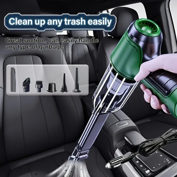 Multi-Functional Handheld Vacuum Cleaner with Accessories Kit, 3.6KPa Suction Power, 0.1-0.2L Dust Cup, 0.1-0.2L Dust Collection Capacity, 65dB Noise, Wired Car Plug Power, Cloth Filter, Crevice & Dusting Brush Tools, 3-5m Cord, 0-200W Rated Power, No Battery Required