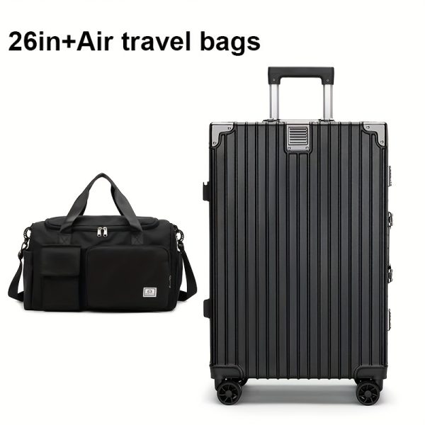 Selected Hot-Selling High-Value Full-Function Short-Trip Travel, Vacation, Business Trip, School Storage Set New Upgraded Black Travel Suitcase + Air Travel Bag Two-piece Set Simple Design Large Capacity Dry and Wet Separation Trolley Suitcase Luggage Password Box Photography Multi-functional High-Capacity Travel Suitcase, Outdoor Travel, Shooting Work