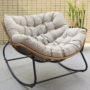 Chair, Wide Rocking Chair, Comfortable Outdoor Leisure Chair, Garden Rocker with Thick Cushion, Suitable for Courtyard, Porch, Garden, Deck, Lawn, 4 Seasons Universal