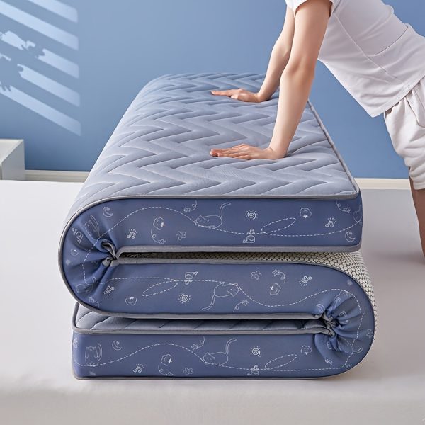 Orthopedic 3D Latex Memory Foam Mattress Topper - Soft, Breathable, Pressure-Relieving Sleep Experience with Quilted Design and Decorative Elements, Polyester Cover, No Power Needed