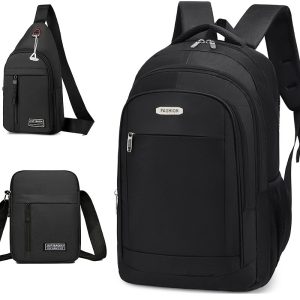 Large capacity travel backpack Waterproof work luggage backpack Outdoor hiking bag Short trip luggage bag [zipper direction random, pull head style random] [Set]