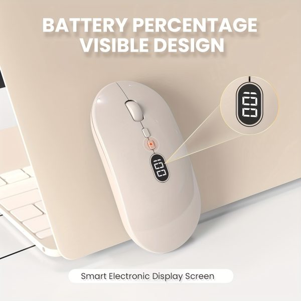 Wireless Lightweight Mouse with Battery Display Screen 2.4G Slim Portable Wireless Mice for Laptop Rechargeable Cordless Silent Click Computer Mouse Up to 1600 DPI For PC Mac Macbook Office - ZIYOULANG