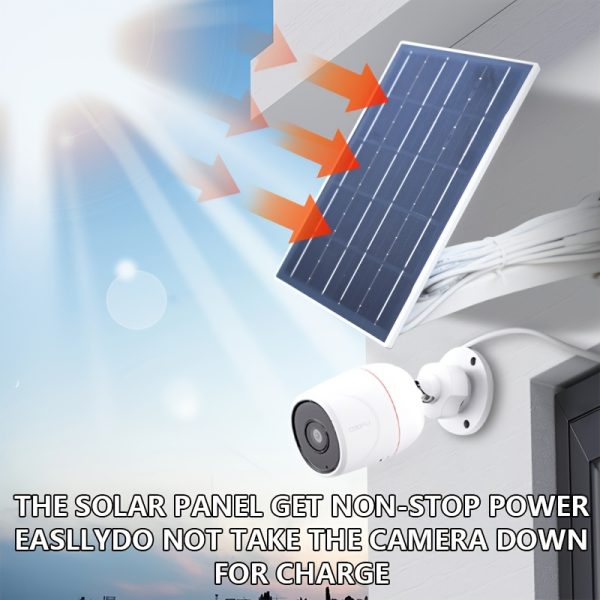 360° Rotatable Solar Panel Charger for Outdoor Security Cameras, Type-C/Micro Connector, Non-Stop Power Supply, Wall-Mounted Design (Camera Not Included), Security Camera Accessory | Efficient Energy Solution | Reliable Power Source