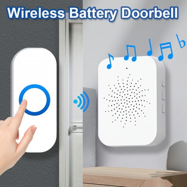 1pc Wireless Smart Doorbell with 20 Melodies, Long Range Remote Control, Wall Mount, Button Control, Dual Power USB/Battery, 36V Max, Non-Rechargeable Button Battery, Home Security Alert System