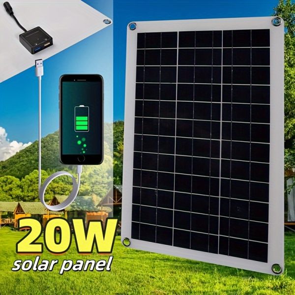 Rcl-1pc, 20W Flexible Solar Panel Kit Dual USB Portable Solar Charger for Cell Phone Car Yacht RV