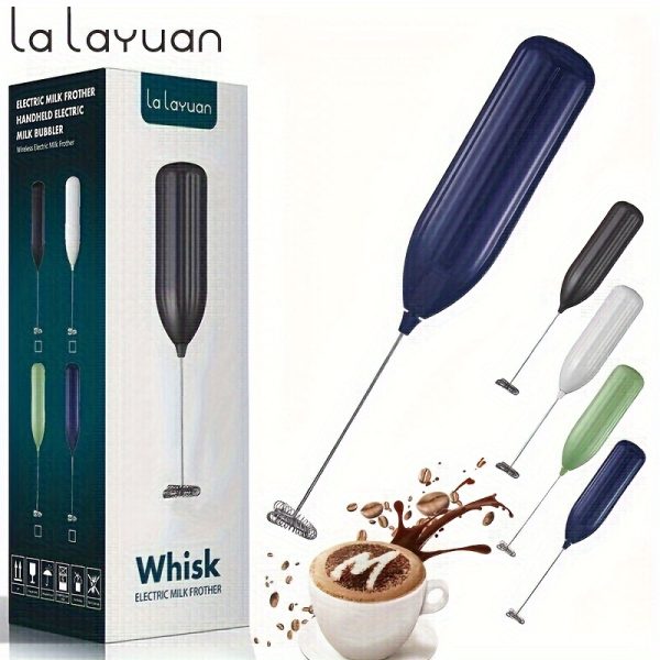 Lalayuan Handheld Electric Milk Frother - Stainless Steel, Battery-Operated (Batteries Not Included) - Perfect for Coffee, Latte, Cappuccino & Chocolate Foam