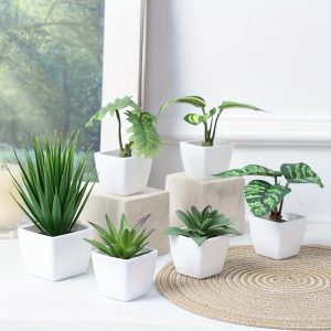 6-Piece Set of Nordic Style Artificial Plants: Perfect for Home Decor and Office Desks - Includes Containers