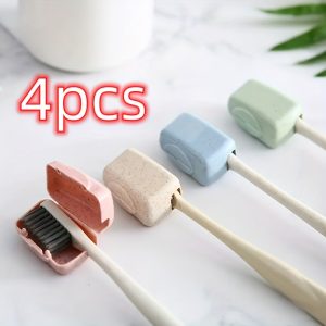 4pcs Multi-Color PVC Toothbrush Head Covers - Portable, Durable Protection for Electric & Manual Brushes, Ideal for Travel & Daily Use