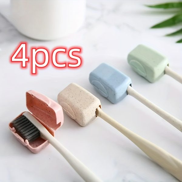 4pcs Multi-Color PVC Toothbrush Head Covers - Portable, Durable Protection for Electric & Manual Brushes, Ideal for Travel & Daily Use