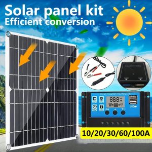 1pc High-Efficiency Monocrystalline Solar Panel Kit with Charge Controller, Insulated Material, Solar Charging for Mobile Phones, Outdoor String Lights, Camping, Cars, Yachts - 36V Max Working Voltage