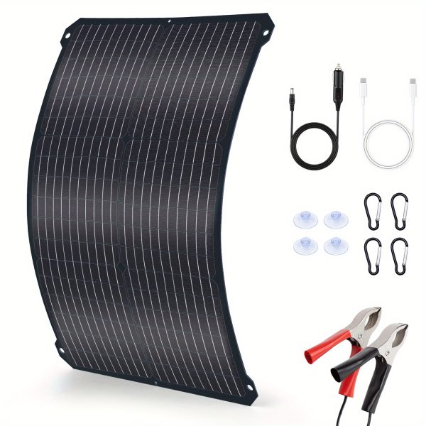 1 Solar Panel Kit with 3 Charging Interfaces Solar Panel, Upgraded Monocrystalline High Conversion Solar Panel, Outdoor Portable Power Supply